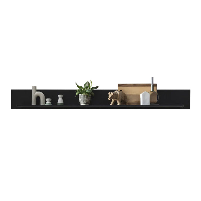 Artona Wooden Wall Shelf in Black Matt - 186cm