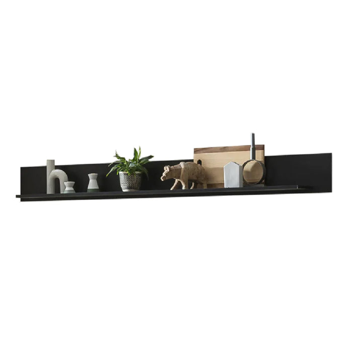 Artona Wooden Wall Shelf in Black Matt - 186cm