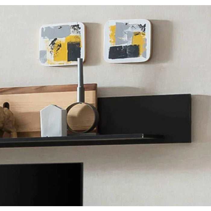 Artona Wooden Wall Shelf in Black Matt - 186cm