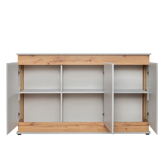 Berlin Wooden 3 Doors Sideboard in Oak and Matt Grey - Furniture One Shop