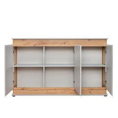 Berlin Wooden 3 Doors Sideboard in Oak and Matt Grey - Furniture One Shop