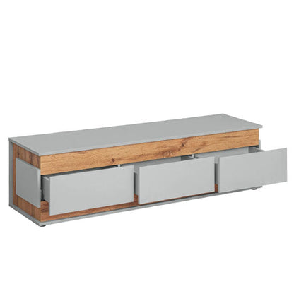 Berlin Wooden TV Stand 150cm in Oak and Matt Grey - Furniture One Shop