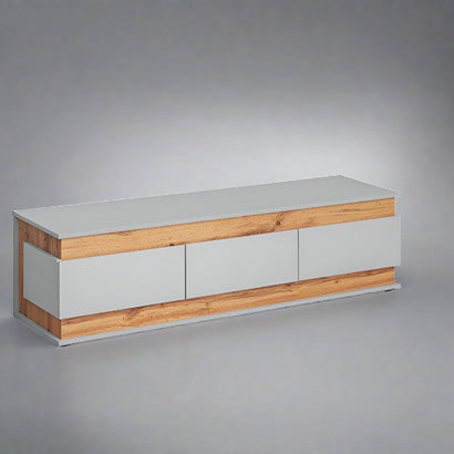 Berlin Wooden TV Stand 150cm in Oak and Matt Grey - Furniture One Shop