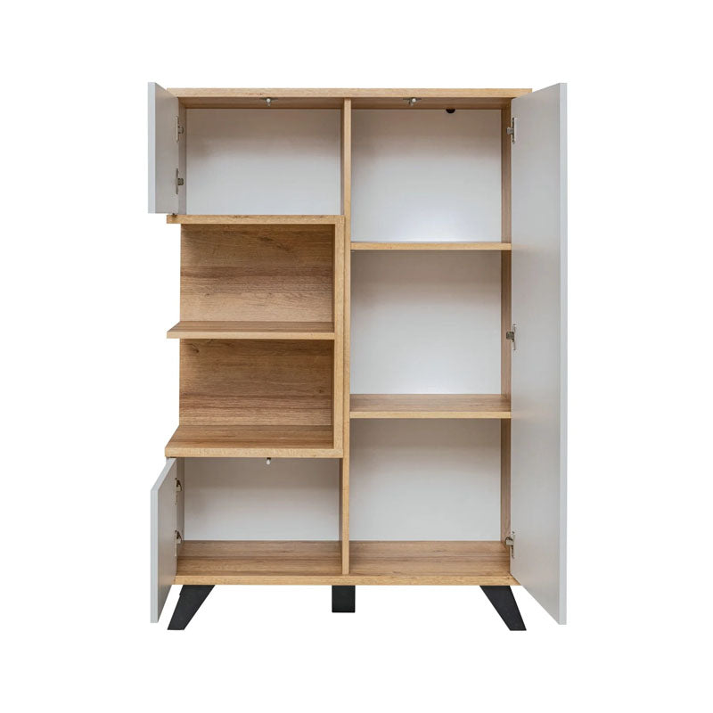 Bogota Wooden 3 Doors Display Cabinet in Grey and Riviera Oak