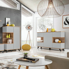 Bogota Wooden Sideboard in Grey and Riviera Oak - Furniture One Shop