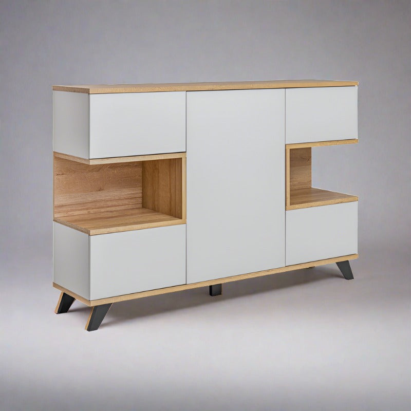 Bogota Wooden Sideboard in Grey and Riviera Oak