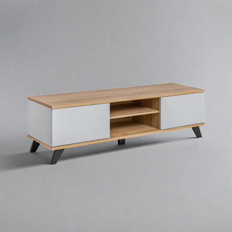 Bogota Wooden TV Stand in Grey and Riviera Oak - 160cm - Furniture One Shop