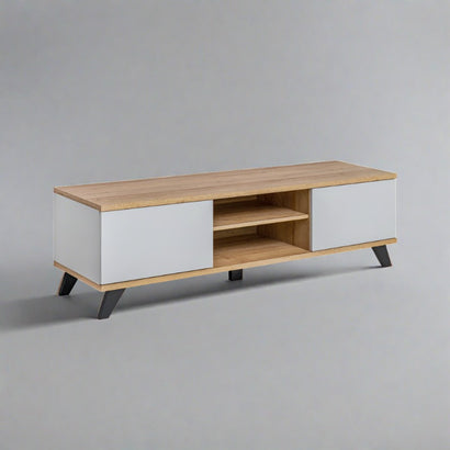 Bogota Wooden TV Stand in Grey and Riviera Oak - 160cm - Furniture One Shop