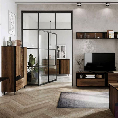 Borga Large Wooden Tall Display Cabinet in Oak Catania - Furniture One Shop