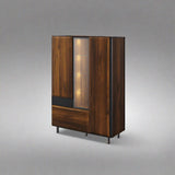 Borga Large Wooden Tall Display Cabinet in Oak Catania