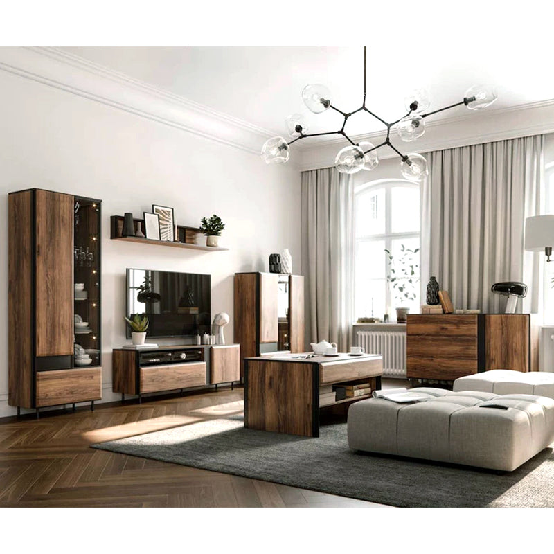 Borga Wooden 1 Door 3 Drawers Sideboard in Oak Catania - Furniture One Shop