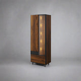 Borga Wooden Tall Display Cabinet in Oak Catania