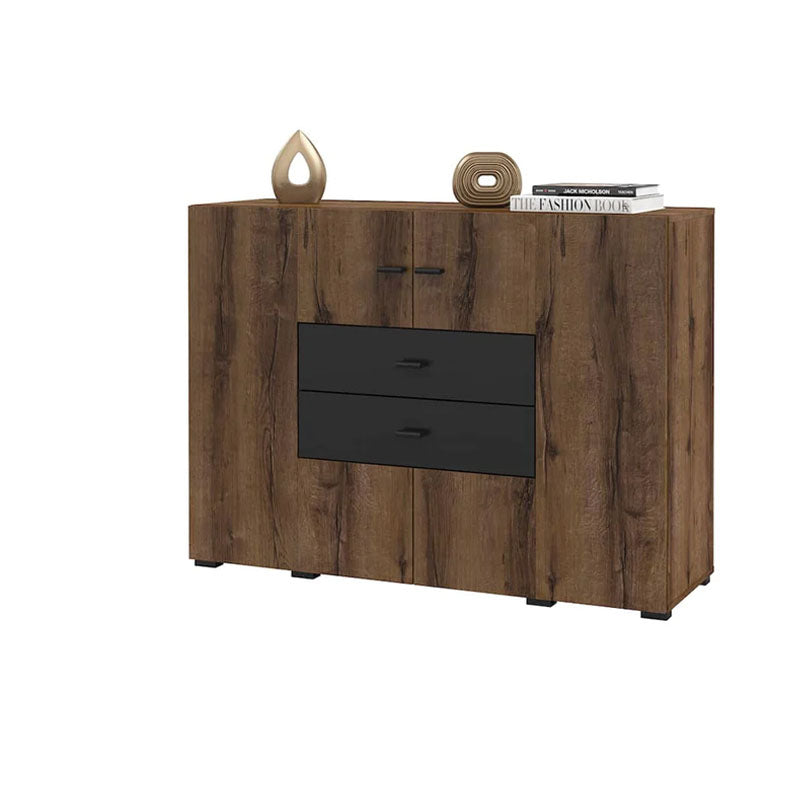 Coby Small Wooden 2 Door 2 Drawers Sideboard in Oak Monastery & Black