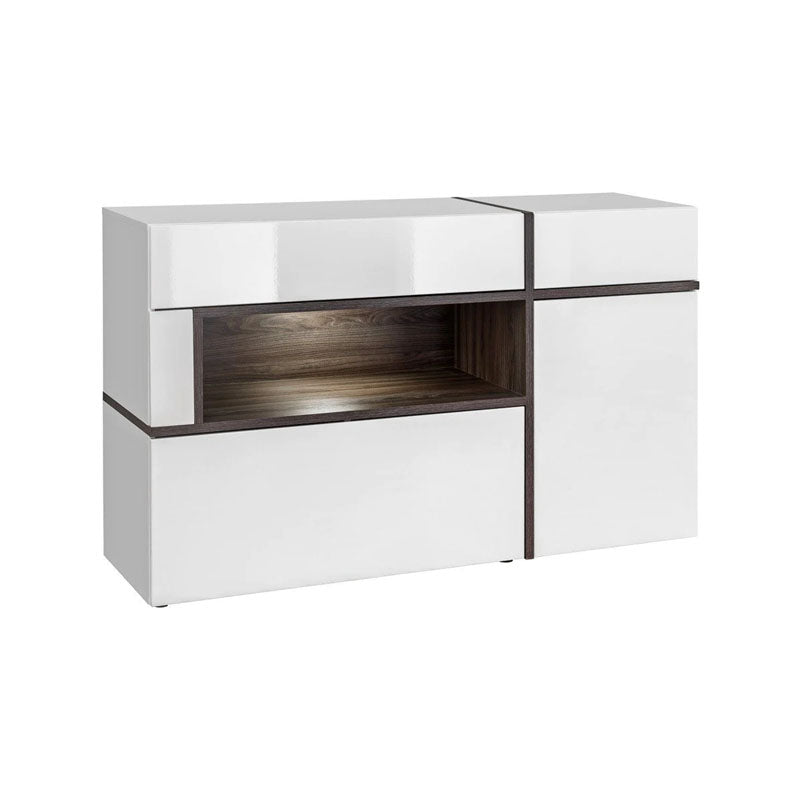 Cross Wooden 2 Door 4 Drawers Sideboard in White High Gloss