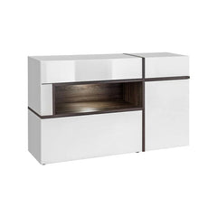 Cross Wooden 2 Door 4 Drawers Sideboard in White High Gloss - Furniture One Shop