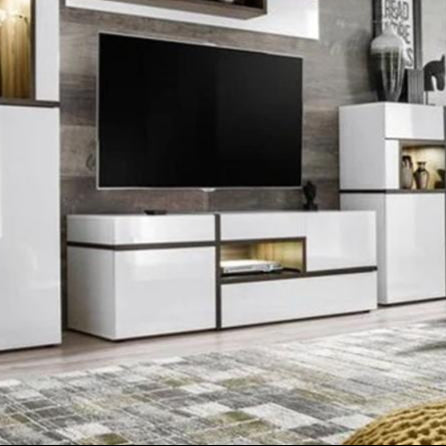 Cross Wooden TV Stand in White High Gloss - 150cm