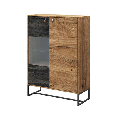 Dark Wooden Display Cabinet in Oak Ribbeck - Furniture One Shop