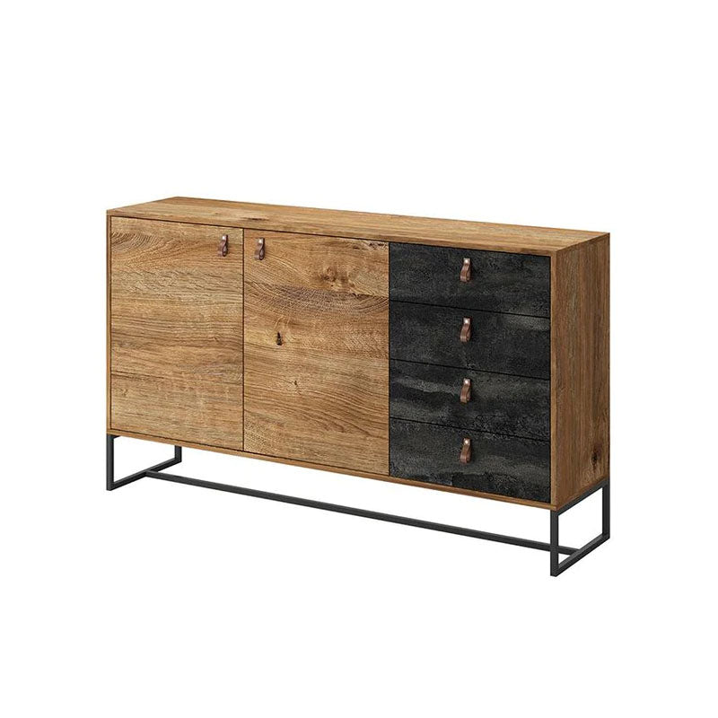 Dark Large Wooden 2 Door 4 Drawers Sideboard in Oak Ribbeck