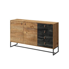Dark Large Wooden 2 Door 4 Drawers Sideboard in Oak Ribbeck - Furniture One Shop