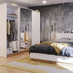 Dentro 3 Sliding Doors Wooden Wardrobe in Matt White 220cm - Furniture One Shop