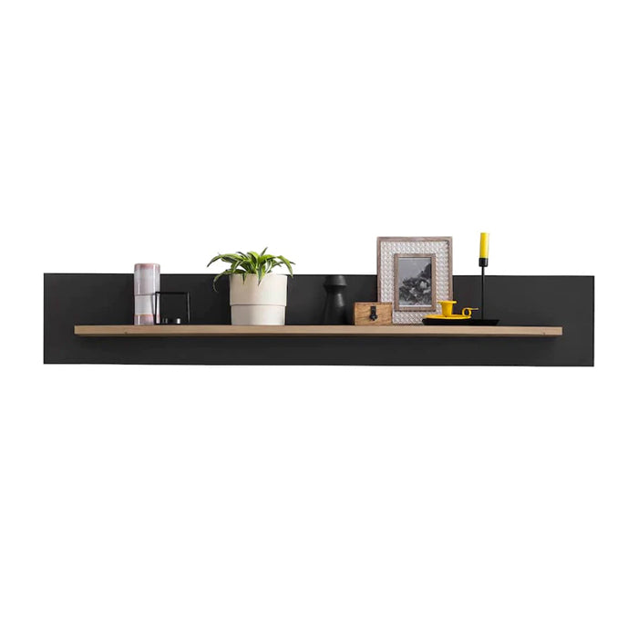 Dera Wooden Wall Shelf in Oak Artisan & Graphite  - 150cm