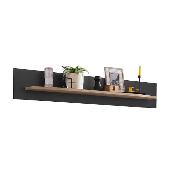 Dera Wooden Wall Shelf in Oak Artisan & Graphite  - 150cm - Furniture One Shop