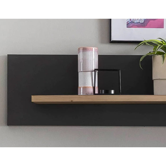 Dera Wooden Wall Shelf in Oak Artisan & Graphite  - 150cm