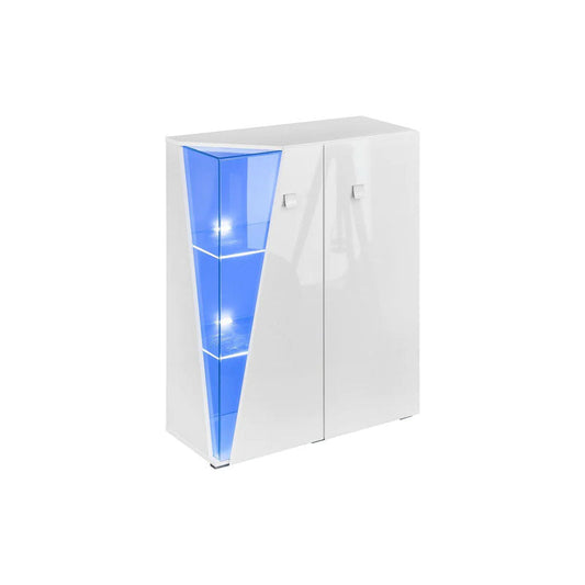 EDGE Wooden 2 Door Display Cabinet in White High Gloss - Furniture One Shop