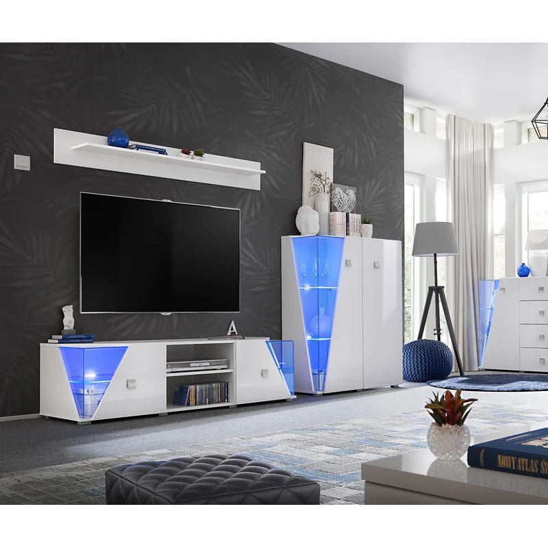 EDGE Wooden Wall Shelf in White High Gloss - 150cm - Furniture One Shop