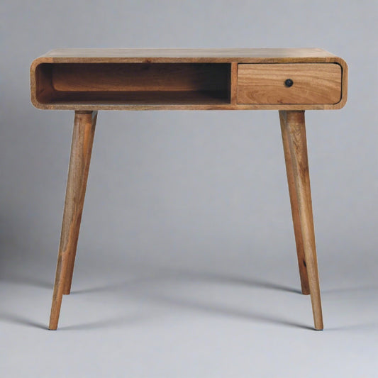 Oxford Curved Oak-ish Laptop Desk - Furniture One Shop