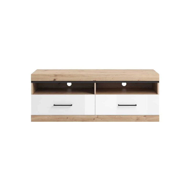 Nelly Wooden TV Stand in Oak Artisan and White High Gloss - 141cm