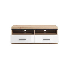 Nelly Wooden TV Stand in Oak Artisan and White High Gloss - 141cm - Furniture One Shop