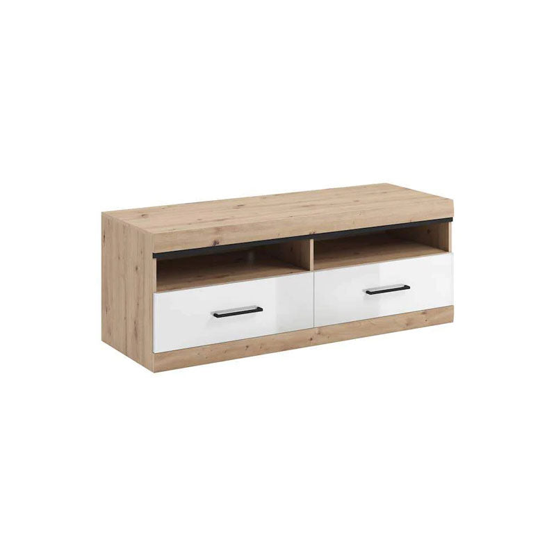 Nelly Wooden TV Stand in Oak Artisan and White High Gloss - 141cm