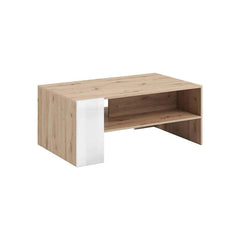 Nelly Wooden Coffee Table in Oak Artisan and White High Gloss - Furniture One Shop