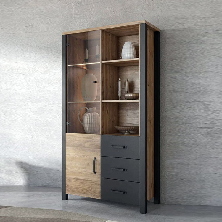 Olin Wooden Large Display Cabinet in Appenzeller Fichte Oak - Furniture One Shop