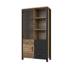 Olin Wooden Large Display Cabinet in Appenzeller Fichte Oak - Furniture One Shop