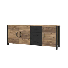 Olin Wooden 3 Doors Sideboard in Appenzeller Fichte Oak - Furniture One Shop