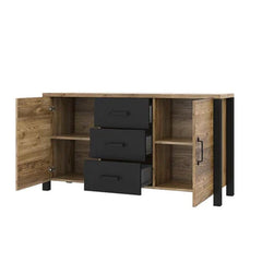 Olin Wooden 2 Door 3 Drawers Sideboard in Appenzeller Fichte Oak - Furniture One Shop