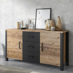 Olin Wooden 2 Door 3 Drawers Sideboard in Appenzeller Fichte Oak - Furniture One Shop