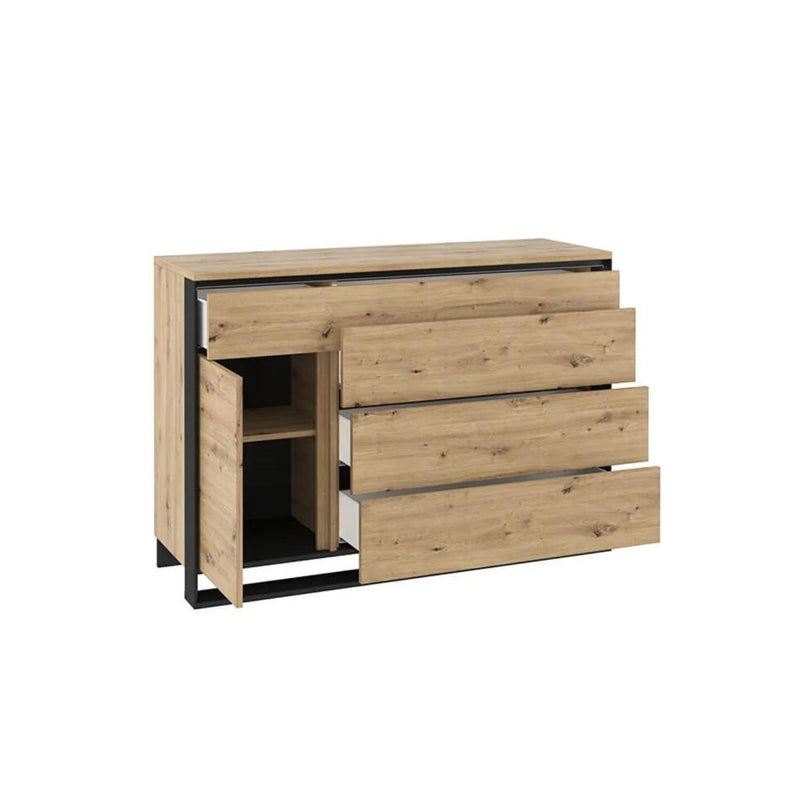 Quant Wooden 1 Door 4 Drawers Sideboard in Oak Artisan