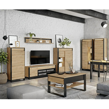 Quant Wooden Wall Shelf in Oak Artisan - 155cm - Furniture One Shop