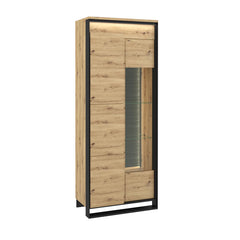 Quant Wooden 2 Door Tall Display Cabinet in Oak Artisan - Furniture One Shop