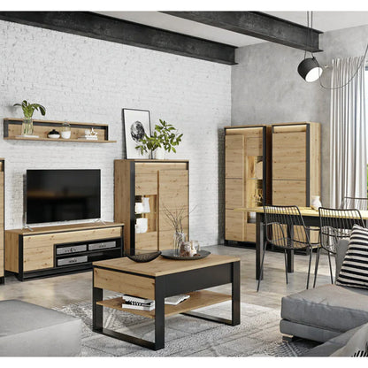 Quant Wooden Tall Storage Cabinet in Oak Artisan - Furniture One Shop