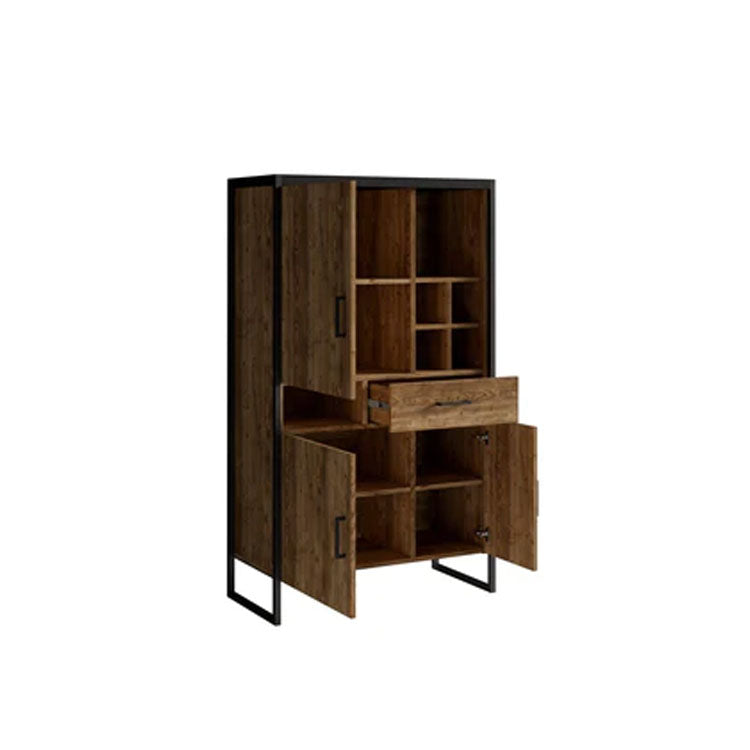 Tarabo Wooden 2 Doors Display Cabinet in Oak Canyon