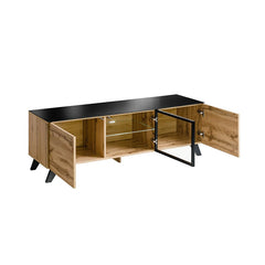 Thin Wooden TV Stand in Oak Wotan - 150cm - Furniture One Shop