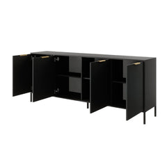 Lars Large Wooden 4 Door Sideboard in Anthracite & Gold - 203cm - Furniture One Shop