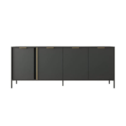 Lars Large Wooden 4 Door Sideboard in Anthracite & Gold - 203cm - Furniture One Shop