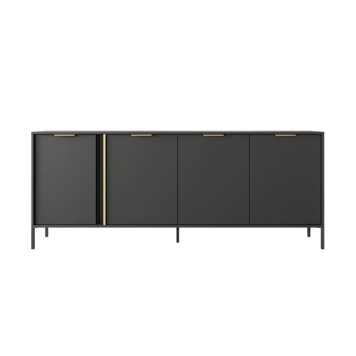 Lars Large Wooden 4 Door Sideboard in Anthracite & Gold - 203cm