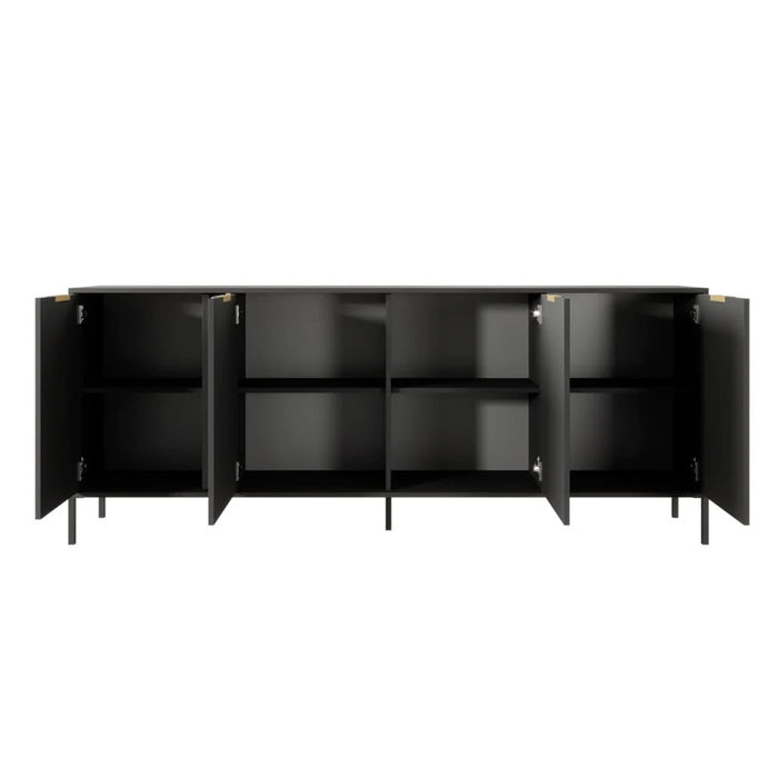 Lars Large Wooden 4 Door Sideboard in Anthracite & Gold - 203cm