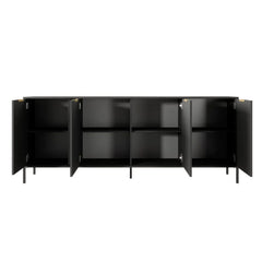 Lars Large Wooden 4 Door Sideboard in Anthracite & Gold - 203cm - Furniture One Shop